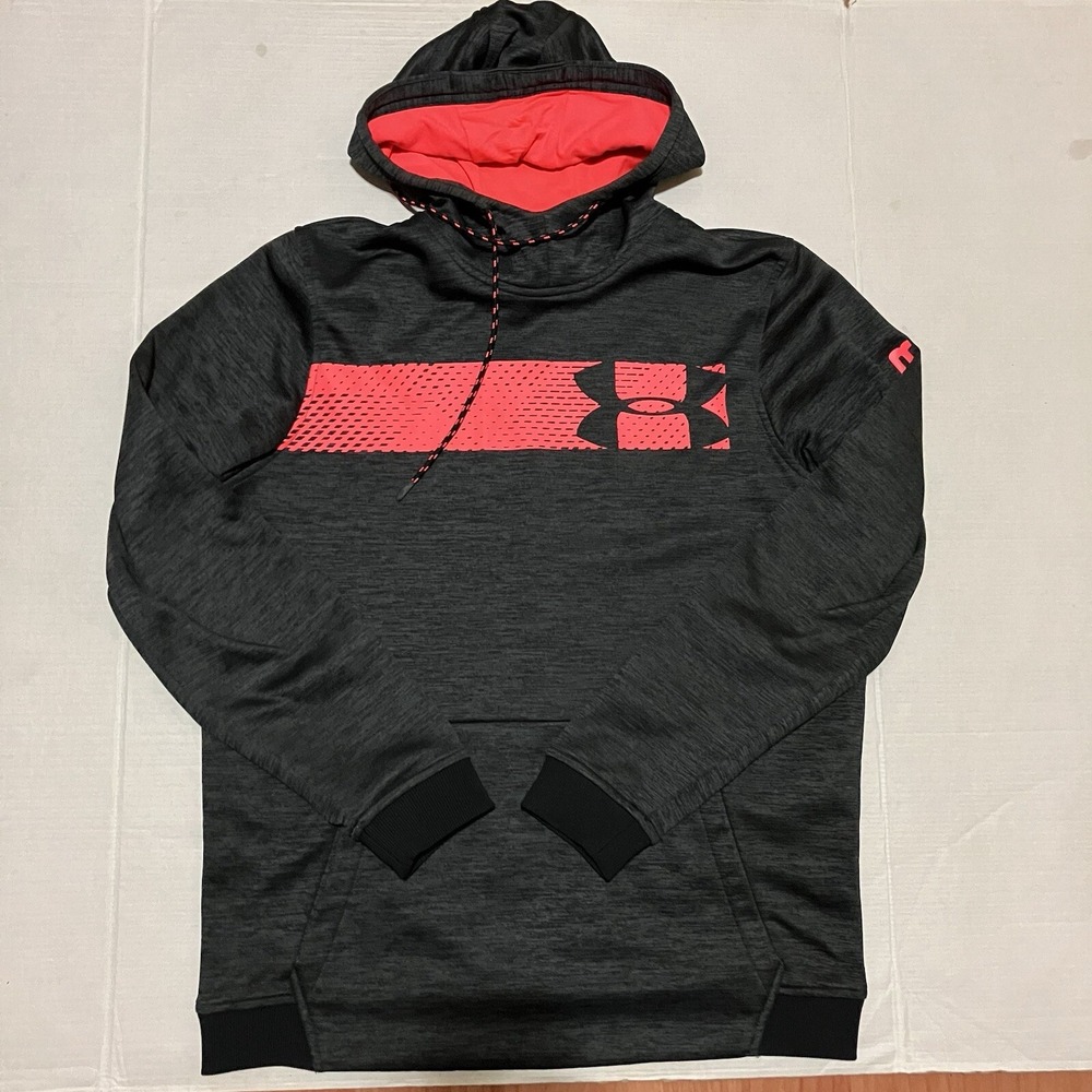 Under Armour Coldgear Neon Trim Hoodie Sweatshirt Pullover Gray Size Medium‎ M